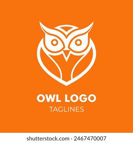 A Minimalist Owl Logo on Orange Background
