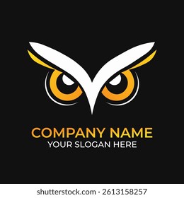 Minimalist Owl Logo Template for Company Branding on Black Background