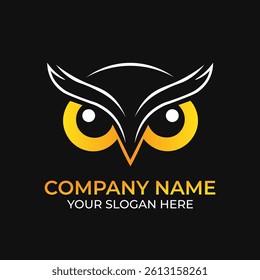 Minimalist Owl Logo Template for Company Branding on Black Background