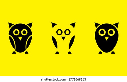 Minimalist Owl Silhouette Logo Vector - Simple Black Owl Character Symbol