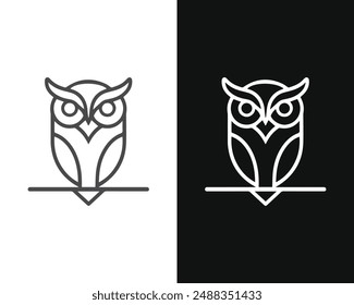 minimalist owl vector mascot, perfect for logos and icons. This sleek, modern design embodies wisdom and simplicity, ideal for branding, digital media, and print.