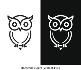 minimalist owl vector mascot, perfect for logos and icons. This sleek, modern design embodies wisdom and simplicity, ideal for branding, digital media, and print.