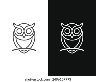 minimalist owl vector mascot, perfect for logos and icons. This sleek, modern design embodies wisdom and simplicity, ideal for branding, digital media, and print.