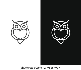 minimalist owl vector mascot, perfect for logos and icons. This sleek, modern design embodies wisdom and simplicity, ideal for branding, digital media, and print.