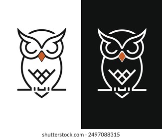 minimalist owl vector mascot, perfect for logos and icons. This sleek, modern design embodies wisdom and simplicity, ideal for branding, digital media, and print.