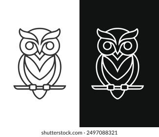 minimalist owl vector mascot, perfect for logos and icons. This sleek, modern design embodies wisdom and simplicity, ideal for branding, digital media, and print.