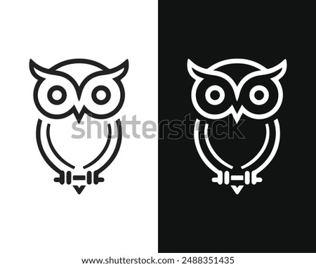 minimalist owl vector mascot, perfect for logos and icons. This sleek, modern design embodies wisdom and simplicity, ideal for branding, digital media, and print.