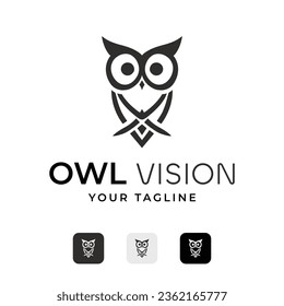 Minimalist Owl Vision Vektorlogo, Lineare Eule Silhouette