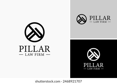 Vector minimalista del logotipo de P, logotipo del pilar, Plantilla del logotipo del bufete de abogados