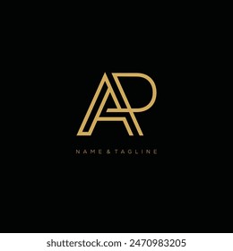 minimalist PA letter vector logo design. black background