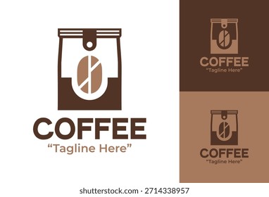 Un logotipo de café empacado minimalista adecuado para un diseño de empaque limpio y una identidad de café moderna.