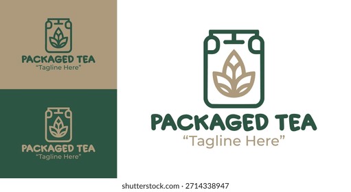 Un logotipo de té empacado minimalista adecuado para el empaque de té de hierbas y la identidad de marca moderna.