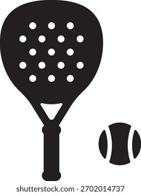 Conjunto Minimalista De Ícones De Raquete De Padela E Vetor De Bola