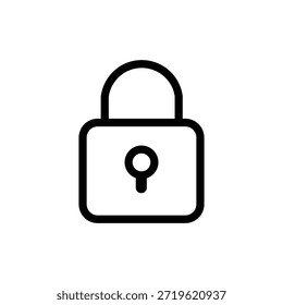 Ícone de cadeado minimalista representando segurança, proteção de privacidade, segurança de dados e acesso bloqueado