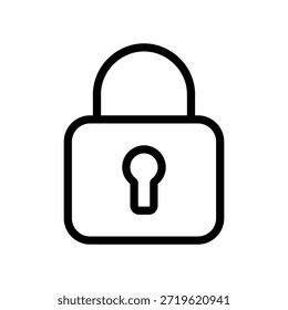 Ícone de cadeado minimalista representando segurança, proteção de privacidade, segurança de dados e acesso bloqueado