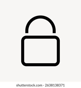 Minimalist padlock icon. Simple padlock design. Black padlock symbol on white background. Padlock represents security and illustration. User interface icon vector.
