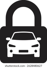  Minimalist Padlock with Integrated Car Symbol Representing Automotive Security