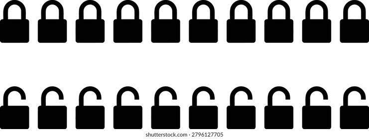 Minimalist padlock security state icon grid with security