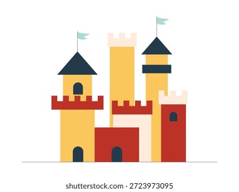 Edificio de palacio minimalista, Ilustración vectorial de dibujos animados del reino.