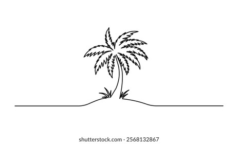 Minimalist palm tree Continuous One Line Drawing , Hand drawn vector art