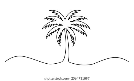 Minimalist  Palm tree continuous one-line drawing vector illustration