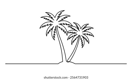 Minimalist  Palm tree continuous one-line drawing vector illustration