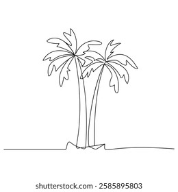 Minimalist Palm Tree Line Art Tropical Beach Illustration