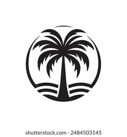 Minimalist Palm Tree Vector Art Illustration