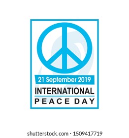 minimalist pamphlet design commemorating the day of peace 21 September 2019. with a dominant color of light blue.