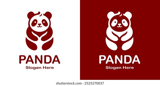 Minimalist panda logo, featuring a cute and friendly panda face with bold lines. Ideal for brands related to nature, animals, conservation, or children's products, combining simplicity and charm