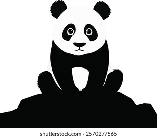 A minimalist panda silhouette vector featuring smooth, bold lines. Perfect for logos, nature-themed designs, or eco-friendly branding. Modern, versatile, and effortlessly captures the panda's charm.