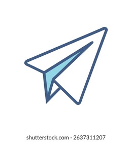 Minimalist paper airplane icon on White Background for travel concepts