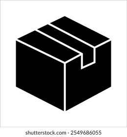 Icono de caja de papel minimalista, adecuado para temas de embalaje, almacenamiento y suministros de oficina.