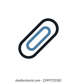 Minimalist paperclip symbol design, modern vector illustration of a paperclip. Sleek office supply clip icon, perfect for attachments. Isolated on a white background.