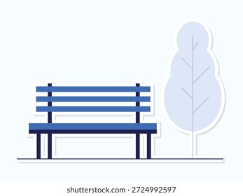 Banco de Parque Minimalista e Adesivo de Cena Árvore