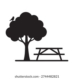 Minimalist Park Benches Vector Icon