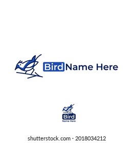 Minimalist parrow flies design silhouette.Bird with branch logo for formal business.