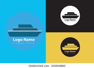 VECTOR DE LOGOTIPO DE BARCO DE PASAJEROS MINIMALISTAS CON VARIAS PLANTILLAS DE COLOR