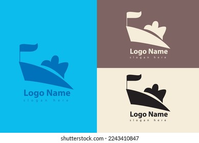 MINIMALIST PASSENGER SHIP LOGO VECTOR WITH VARIOUS COLOR TEMPLATE