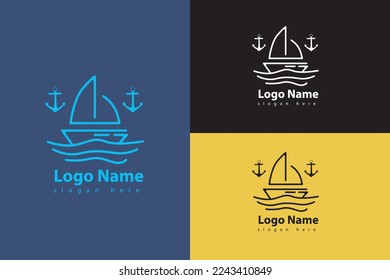 MINIMALIST PASSENGER SHIP LOGO VECTOR WITH VARIOUS COLOR TEMPLATE