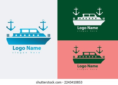 MINIMALIST PASSENGER SHIP LOGO VECTOR WITH VARIOUS COLOR TEMPLATE