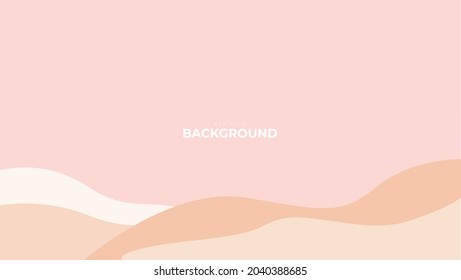 Minimalist Pastel Background, Fluid Shape in Movement. Brown Poster in Pink Background Memphis style, Wave Banner Template in Pastel Color Design for Wallpaper.