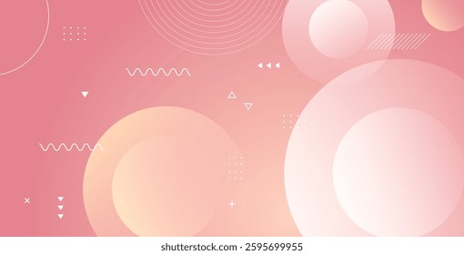 Minimalist pastel banner background with pink and yellow gradations. Geometric circle effect style, perfect for modern abstract designs.