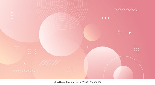 Minimalist pastel banner background with pink and yellow gradations. Geometric circle effect style, perfect for modern abstract designs.