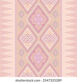 Minimalist Pastel Geometric Seamless Pattern with Diamond and Triangle Motifs in Soft Earth Tones