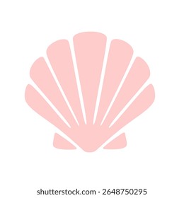 Minimalist pastel pink scallop shell vector for coastal and seaside designs. Perfect for beach events, travel branding, or ocean-themed decorations.
