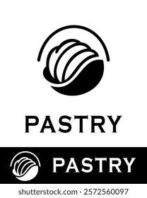 Minimalist pastry logo design with a clean and modern style, ideal for bakery branding, patisserie businesses, food packaging, culinary projects