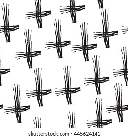 Minimalist pattern with the cross, geometric shapes. Modern background. Hipster style texture. Gothic style fabric pattern. Vector illustration