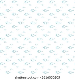 Minimalist Pattern Featuring Stylish Blue Fish Icons on a White Background