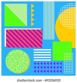 Minimalist pattern with geometric shapes. Memphis style. Vector illustration